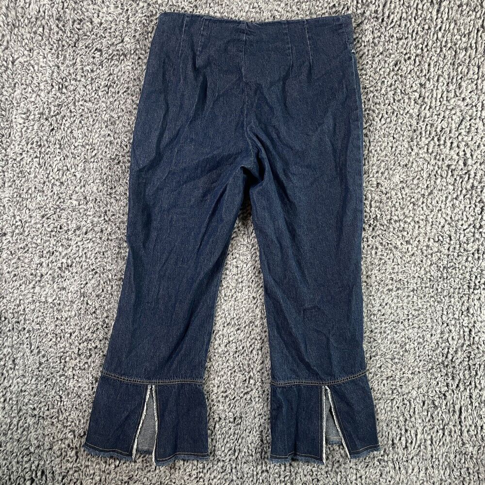 F.L. Malik Jeans Denim Trousers Side Zip Croped Flare Women's Size 6 Dark Wash